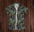Camisa Guayabera de Manga Corta con Estampa Tropical de Hojas
