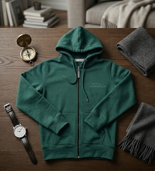 Campera Liviana con Capucha "Portal de Andrómeda" Premium – Verde Bosque